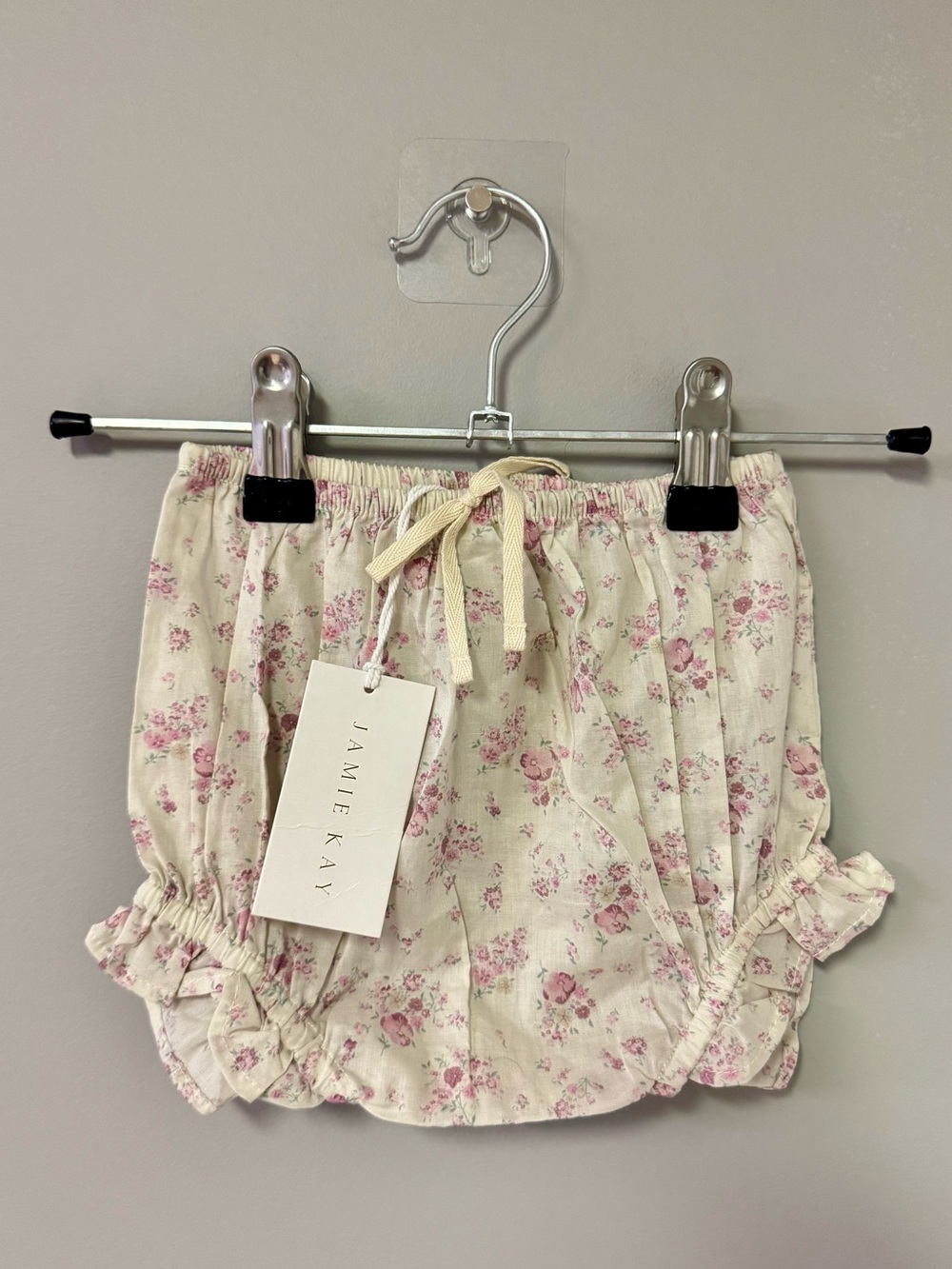 Jamie Kay Cream Floral Ruffle Bloomers with Pink Print